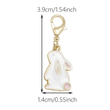 2026 New Arrival Easter Bunny Keychain White Rabbit Enamel Keyring Easter Party Favors Bag Accessory Bestseller 20pcs