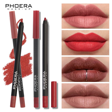 12 Colors Matte Lip Liner Pencil Sexy Red Contour Tint Lipstick Pen Lasting Non-stick Cup Lipsticks Moisturising Lips Cosmetics