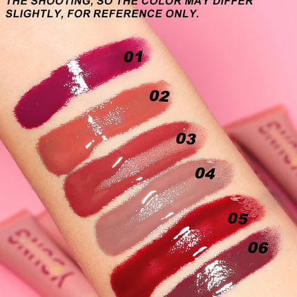 YOUNG VISION  6 color Liquid Water Brightening Lip Color Plush Brush Head Squeezing Lip Color Moisturizing  Lip Glaze