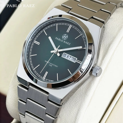 PABLO RAEZ Luxury Quartz Men's Wristwatch Men Watches Waterproof Luminous Date Week Stainless Steel Men's Watch Male Reloj+box