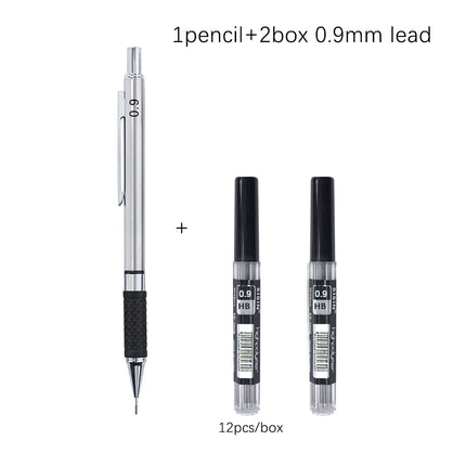 Metal Mechanical Pencil 0.3/0.5/0.7/0.9/2.0mm HB Automatic Pencil with Protective Cover Office School Writing Supplies