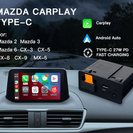 Type-C Wired Wireless CarPlay Android Auto USB Adapter for Mazda 2 3 6 CX3 CX5 CX8 CX9 MX5 Demio Miata TK78669U0C Retrofit  Kit