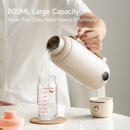 800ML Portable Electric Water Cup 2 In 1 Boil & Drink Smart Temp Display Thermos Kettle Constant Temperature Travel Heating Mug