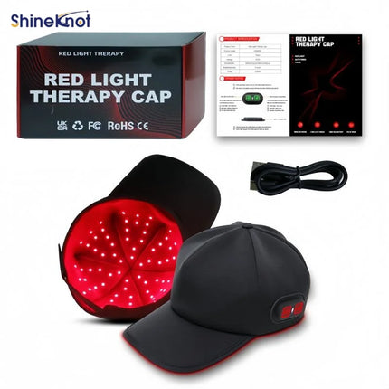 SHINEKNOT Cordless LED Red Light Hair Growth Cap 660nm850nm Rechargeable Infrared Hair Scalp Therapy Cap 3-Level Infrared Pulses