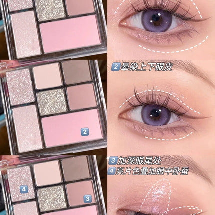 New 7 Color Eyeshadow Palette Pearly Matte Glitter Eyeshadow Makeuo Palette Shiny Eye Shadow Eye Pigments Purple Brown Cosmetics