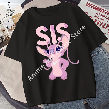 Stitch Disney Boys Girls Cartoon T-Shirt Child Cute Tops Parent-child Clothing Tee Family Summer Clothes Anime Birthday Gifts