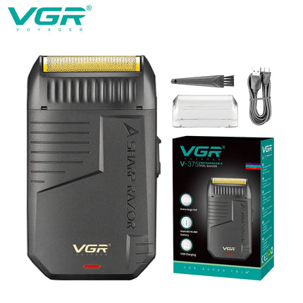 VGR 375 Professional Men's Electric Shaver Waterproof Independent Foil Electric Shaver Convenient Cordless Hair Trimmer
