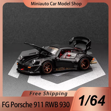 New In Stock Fg 1:64 Porsche 911 Rwb 930 Alloy Miniature Diecast Model Porshce Sports Rauh Welt Car Toys Kids Gift