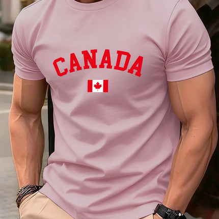 Canada Text With Flag Printed Cotton T-Shirts Men's Summer Short Sleeve T Shirt Soft Oversized O-Neck Tops Basic Men's Clothes