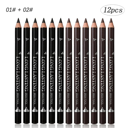 6/12PCs eye brow pencil waterproof professional women eye makeup pen easy color natural black Brown cosmetic beauty eyebrow tool