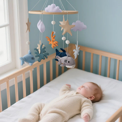 Baby Wooden Bedbell Bracket 0-12 Months Bed Bell Bracket Wooden Mobile Newborn Crochet Bed Bell Hanging Toys Newbaby Rattle Toys