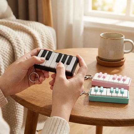 3D Printed Piano Stress Clicker Keychain Novelty 12-key Press Piano Keyboard Clicker Plastic Click Sound Effect