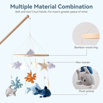 Baby Wooden Bedbell Bracket 0-12 Months Bed Bell Bracket Wooden Mobile Newborn Crochet Bed Bell Hanging Toys Newbaby Rattle Toys