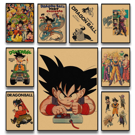 Japanese Surrounding Anime Retro Dragon Ball Poster Goku Gohan Vegeta Piccolo Friza Canvas Painting Print Wall Art Children Gift