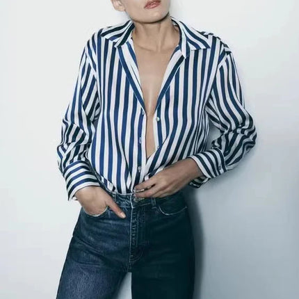 Classic Silk Satin Feel Shirt New Spring Collection Long Sleeve Polyester Fabric Women's Premium Fashion Regular Length