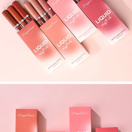 3Pcs/box Liquid Lipstick Set Matte Velvet Lip Gloss Set  Waterproof Liquid Lipstick Lip Non Stick Cup Lip Gloss Makeup