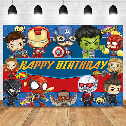 Marvel Avengers Photo Backdrops Banner Captain America Iron Man Spider-Man Boys Birthday Party Decor Custom Superhero Background