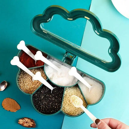 Creative 6 In 1 Cloud-shaped Seasoning Jar Household Moisture-proof Spice Rack Outdoor Camping Seasoning Bottle Kitchen Gadget