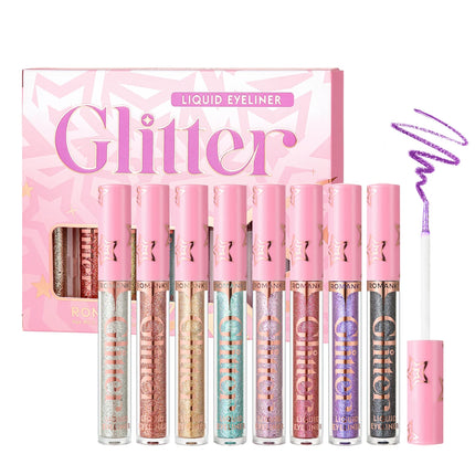 Glitter Liquid Eyeliner Pencil SET Flash Dazzling Eyeshadow Pearlescent Outline Pen Long Lasting No Smudge Women's Makeup Gifts