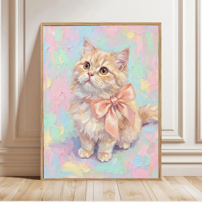 Quirky Cat Art Poster Oil Painting Kitten Prints Canvas Painting Cat Wall Art Pictures Home Living Room Vintage Pets Decoration