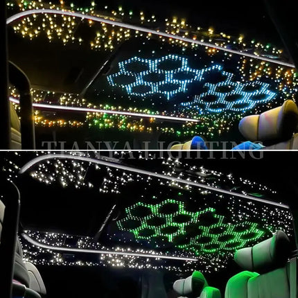 20W Twinkle Starry Sky Car Starlight headliner kit Fiber Optic Light  Sky Star Roof Decor Dual-color Display
