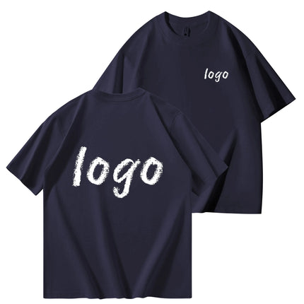 DIY260g 100% pure cotton customized men's T-shirt with logo text photos on both sides, summer breathable short sleeved top 2025