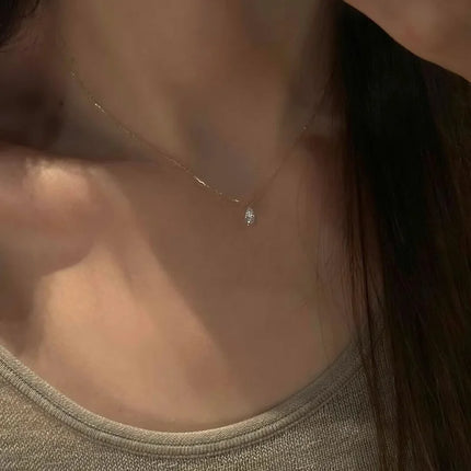 14K Gold Plated Shiny Water Drop Zircon Clavicle Chain for Women Fashion Exquisite Ins Daily Matching Chain Necklace Jewelry