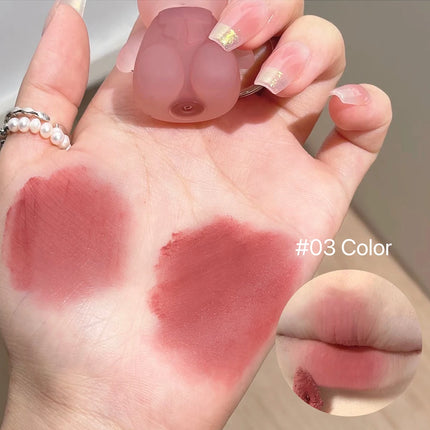 Cute Bear Velvet Lip Mud Keychain Matte Nude Red Lip Gloss Autumn Winter Non-stick Cup Lipstick Waterproof Lasting Lips Makeup