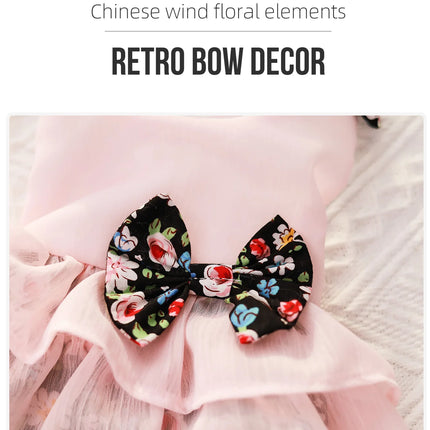 Small Fresh Floral Pet Four-Legged Jumpsuit Teddy Little Dog Princess Dress Spring/Summer Thin Clothes Pet Bibi Bear Marzis