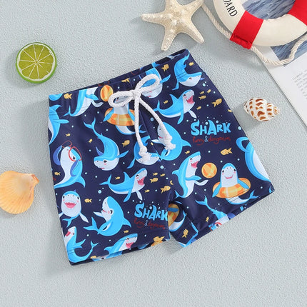 Kids Baby Boys Swim Trunks Novelty Shark Print Elastic Waist Swim Shorts Children Boys Bathing Suit Swimsuit Bottoms Swimwear