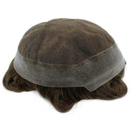 Australian Base Men Toupee Swiss Lace With PU Silicone Around Hairpiece Human Hair Replacement System Prosthesis Wigs For Men