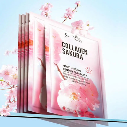 Sakura Collagen Face Mask Moisturizing Firming anti-Wrinkles fading Fine Lines Facial Mask Beauty Skin Care 1/3/5/10pcs