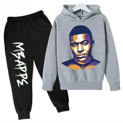 Spring Autumn Children's Hoodie Set Mbappe Print Plus Sweatshirt Pants Suits Sports Kid Tracksuit 2-piece Set Boys Girls Clothes