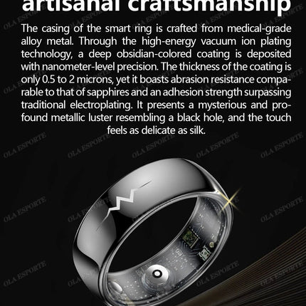 New ECG Smart Ring Men Women Bluetooth Blood Heart Rate Blood Oxygen Health Monitoring Multi Sports 5ATM Waterproof smartring