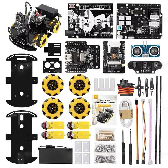 ESP32 CAM WiFi Smart Robot Car Starter Kit ESP32-CAM Programming Educational Learning TT Motor Mecanum Wheel Chassis Kit Ultraso