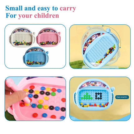 1 PCS Children's Magnetic Colorful Doodle Board with Pen & Beads Drawing Board Toy Sensory Educational Boy Girl Montessori Gift