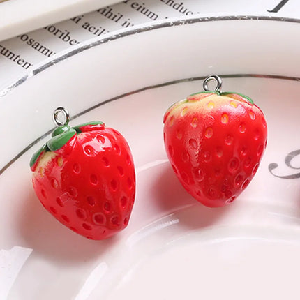 10pcs Resin Imitation Strawberry Shape Charms For DIY Key Chain Necklace Pendants Ornament Jewelry Making Accessories