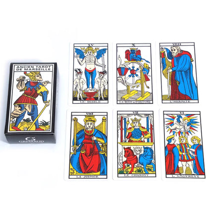 French Ver. Marseille Tarot 78 Cards Full Set Original Vintage Marseille Tarot Deck With Guidebook Divination Game Cards