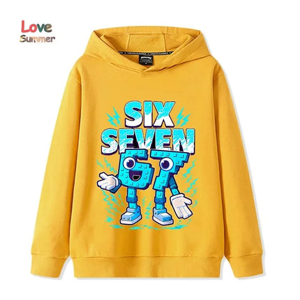 67 Six Seven Italian Brainrot hoodie Funny Graphic pullover girls Boys Fleece Warm Kids Fall Hoodie Casual unisex Sweatshirt
