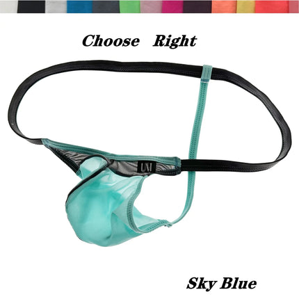 Male's Brief Cool Silky Nylon Low Waist Thongs Ice Ventilate Mesh Underwear Sexy G-strings Pouch Gay Men Gay Sissy Underwear