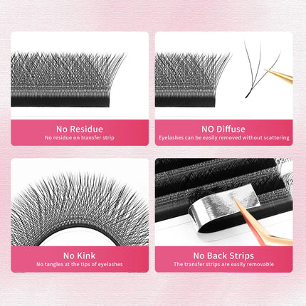 XIUSUZAKI 3D Lashes W Shaped Eyelashes Extensions Natural 3DW Premade Volume Fans Individual False Lashes Fluffy Mink Faux Lash
