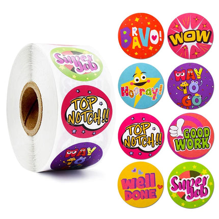 100-500pcs Cute Reward Stickers Roll with Word Motivational Stickers for School Teacher Kids Student Stationery Stickers Kids