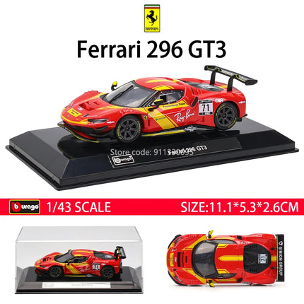 Bburago 1:43 Le Mans Ferrari 499P 2024 488 250 512 Alloy Luxury Vehicle Diecast Pull Back Cars Model Toy Collection Gift