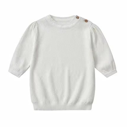 Children Boutique Cover Elbows Clothes Sweater Baby Knit Top Girls Knitted White Tops Kids Pullover High Quality Clothing