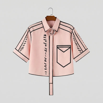 INCERUN Men's Shirt Printing Lapel Short Sleeve Flower Casual Men Clothes Streetwear Summer 2026 Fashion Crop Tops For Man S-5XL