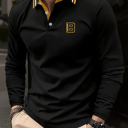 The new men's long-sleeved POLO shirt for Spring and Autumn 2025 is casual comfortable and soft with 3D pattern printing