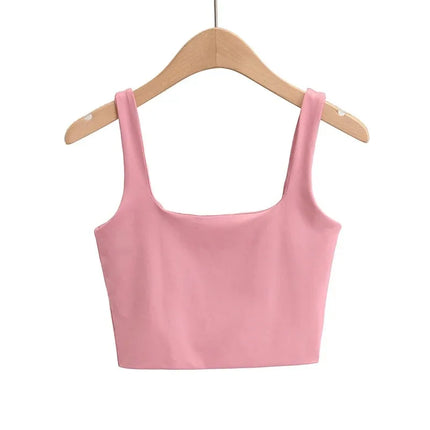 2025 Summer Women Sexy Sleeveless Tops Fashion Short Square Collar Tank Tops 6 Colors