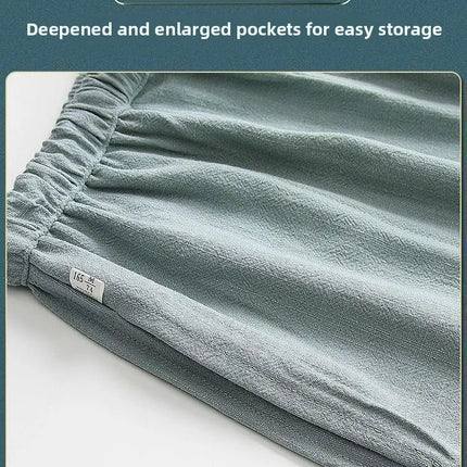 Men's Spring Summer Chinese Style Cotton Linen Long Sleeve Two-Piece Set Traditional Clothing Loose Fit Square Collar Shirt