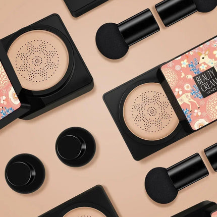 Waterproof BB Cream Mushroom Head Air Cushion CC Cream Moisturizing Matte Full Coverage Acne Scars Brighten Skin Tone Cosmetics