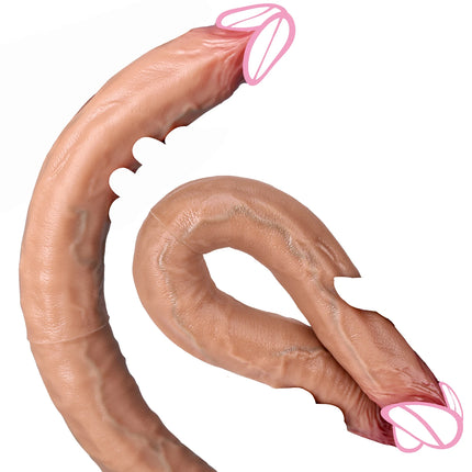 Double Head Realistic Silicone Dildo Long Anal Plug Vaginal Stimulator for Lesbian Couples And Gay Men Liquid Silicone Sex Toy